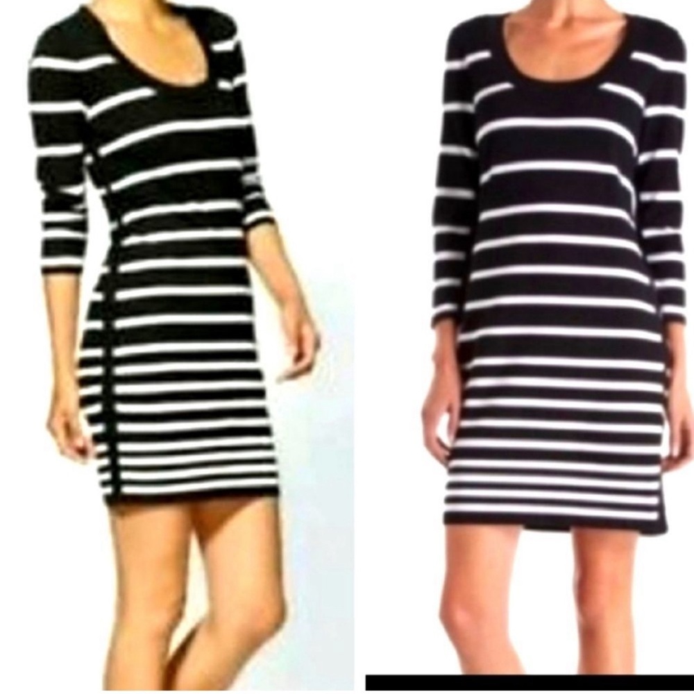 Rag & Bone B&W Striped Long Sleeve Knit "Sara" Dress